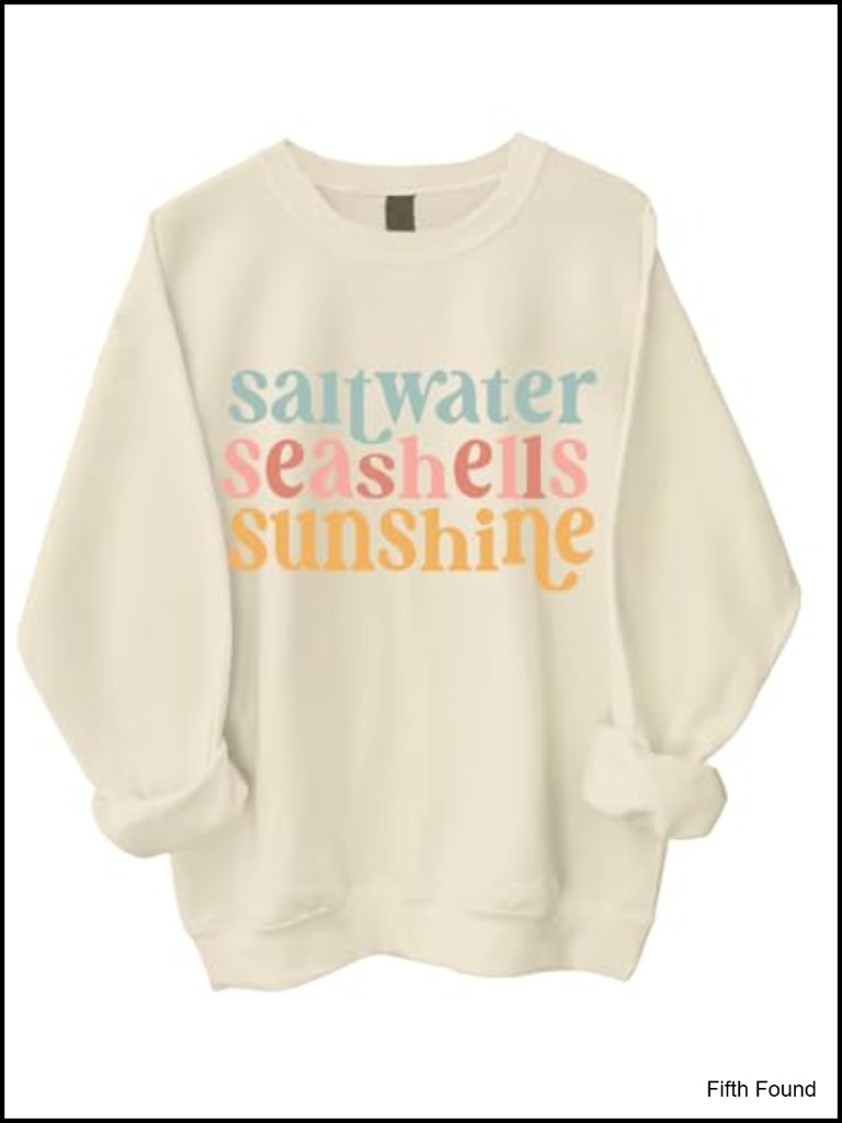 Cotton Striped Crew Neck Pullover Sweatshirt Summer Beach Tops